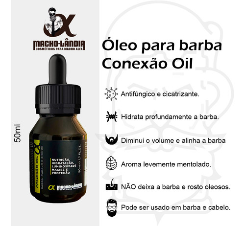 Óleo Para Barba Mentolado + Pomada Modeladora Macho-lândia