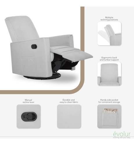 Mecedora Y Sillón Reclinable Básico Color Gris