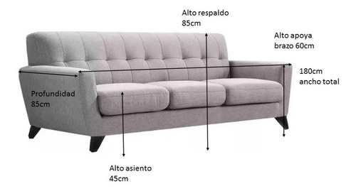 Sillon Sofa Retro Vintage Paris Soft Escandinavo Nordico 2mt