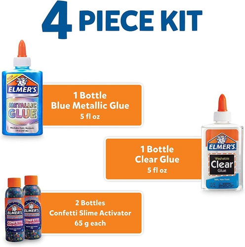 Imagen 3 de 7 de Kit Slime Confetti Elmer's Plastilinas Para Niños Y Niñas
