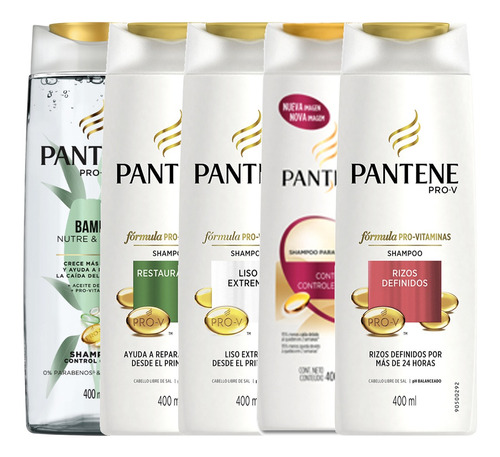Pack 5 Uds. Shampoo Pantene Surtido 400 Ml