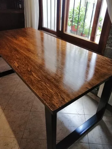 Mesa Industrial Comedor Hierro Y Madera 200x80