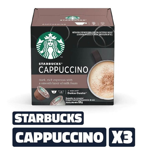 Imagen 1 de 4 de Capsulas Cafe Dolce Gusto Starbucks Cappuccino X12 (pack X3)