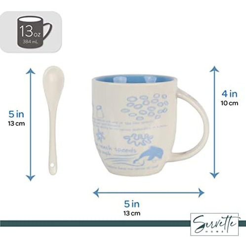 Taza Servette Home De Delfín De 13 Oz Con Cuchara