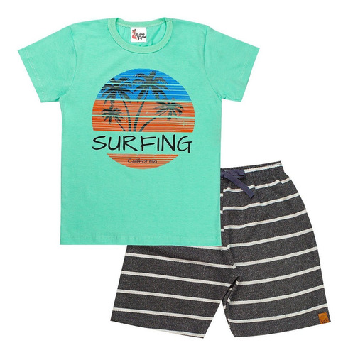 Imagem 4 de 10 de Roupas Meninos Kit 5 Conjuntos Verão Camiseta E Bermudas