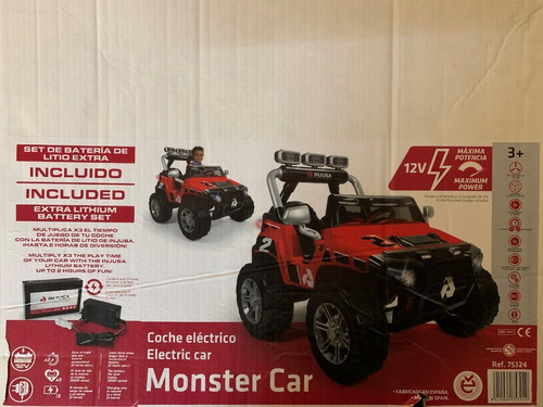 Montable Eléctrico Monster Car 24v Injusa Infantil Rojo