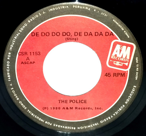 Single 45 The Police - De Do Do Do, De Da Da Da 1980 Am