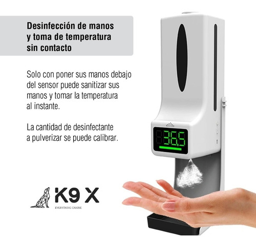 Imagen 6 de 10 de Dispenser Y Termómetro Inteligente K9x Con Trípode