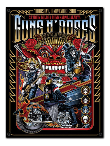 #1176 - Cuadro Vintage 30 X 40 - Guns N` Roses Rock No Chapa