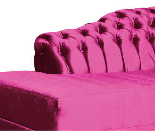 Recamier Divã Styllus Lado Esquerdo Veludo Rosa Pink