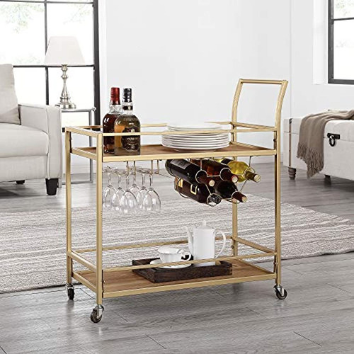 Carrito De Bar Francesca, 32 ''h X 15'' W X 12.25 ''d, Oro