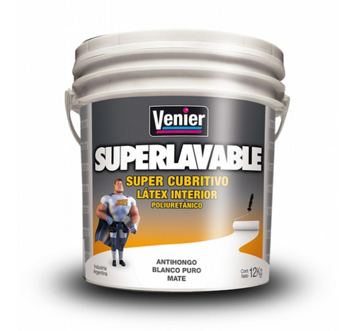 Latex Venier Superlavable 12 Kg Pintura Poliuretanica 10 Lts