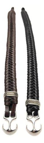 Pulsera De Cuero Trenzado Dije Ancla