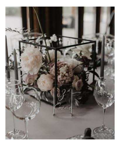 Centro De Mesa Fanal Cubo De Hierro Porta Velas /decoracion