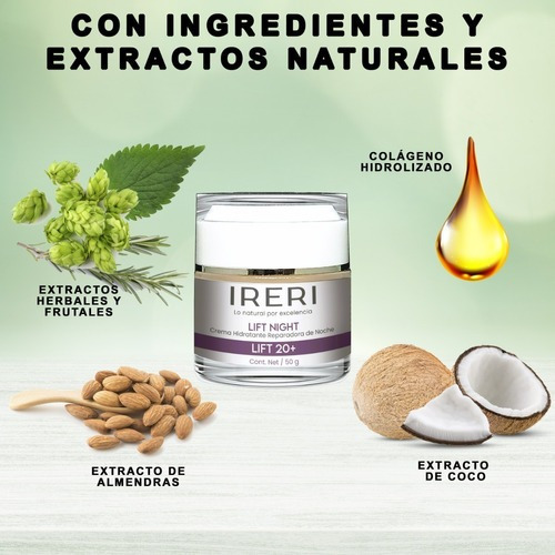 Imagen 5 de 9 de Crema Facial Reafirmante De Noche Efecto Lifting Hidratante Reparadora Antiedad Para Temprana Edad 20+ Cutis Normal A Seco Línea Lift 20+ Ireri ®