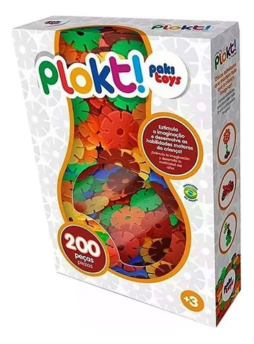 Kit Blocos De Montar Plokt Com 200 Peças - Paki Toys - 1243