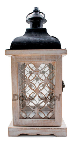 Lampião Lanterna De Ferro/madeira 30 Cm - Md 7100