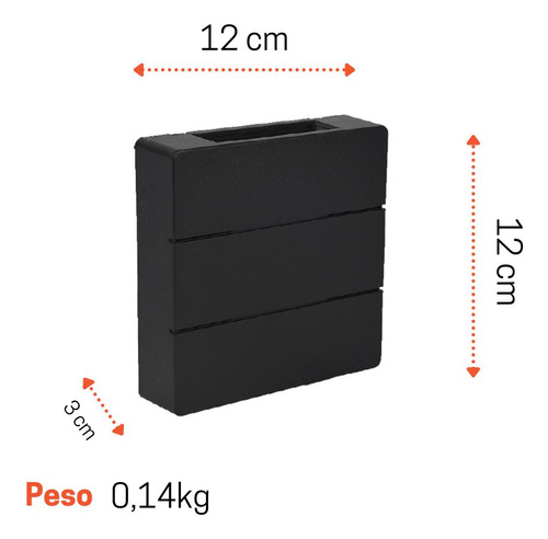 Kit 6 Arandela Clean Led Aletada 6w Bi-volt 3.000k - Preto