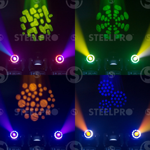 Steelpro -cabeza Movil 90w Con Aro Rgb 3, 8 Gobos
