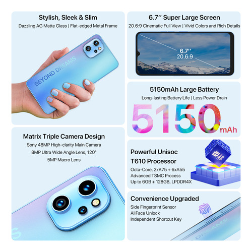 Umidigi Teléfono Inteligente Umidigi A13 Pro, Nfc, 48 Mp, Ai, Triple