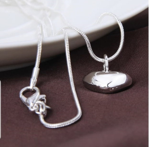 Collar Colgante Para Fotos Diseño De Corazón - Plata 925