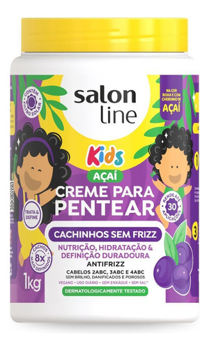 Creme Pentear Cachinhos Açaí Sem Frizz 1kg, Salon Line Kids