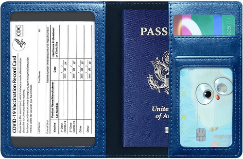 Porta Pasaporte Y Carnet De Vacunación Kaoban Azul Marino