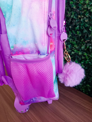 Conjunto De 3 Mochilas, Mochila Con Ruedas Para Niñas Morado Unicornio