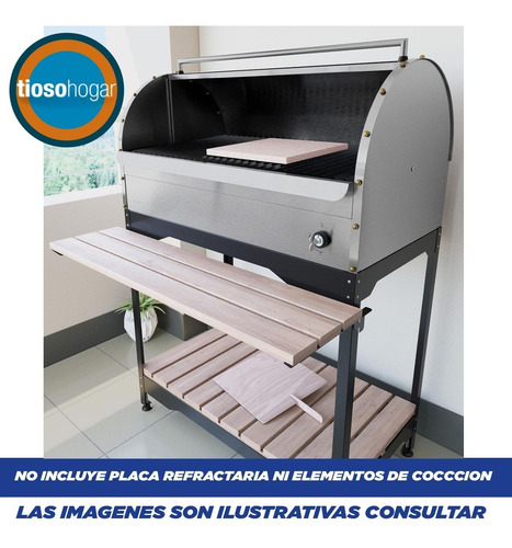 Imagen 7 de 10 de Parrilla A Gas Tapa Acero Inoxidable 90cm Luxorgas Tambor