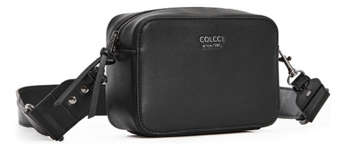 Bolsa Media Camera Bag Colcci 11445 Acambamento Dos Ferragens Níquel Cor Preto Correia De Ombro Preto Desenho Do Tecido Liso