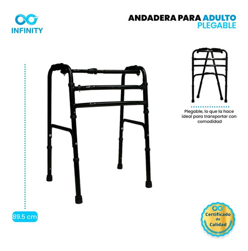 Andadera Rider De Aluminio Plegable Color Plata