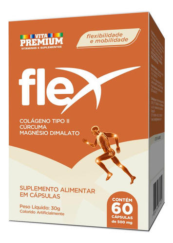 Flex Colágeno Tipo II Com Cúrcuma 60cps - Vita Premium