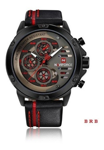 Relógio Masculino Naviforce 9110 Original Pulseira De Couro