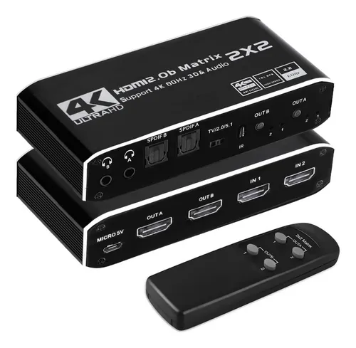 Matricial HDMI 2x2 4K2K60Hz HDR  YCbCr 444  EDID Auto Extractor de Audio  Salida de audio análoga y digitalizados HDCP 2.2 18 Gbps EPC-MXB22A - Código: EPC-MXB22A | Compra en Guadalajara