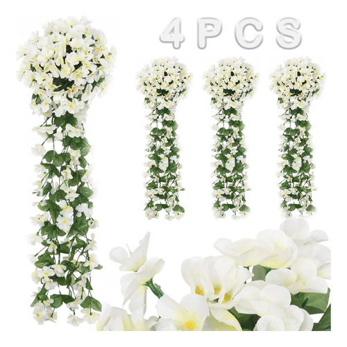 A 4pcs Flores Artificiales Violeta Decoración Fiesta Bod.