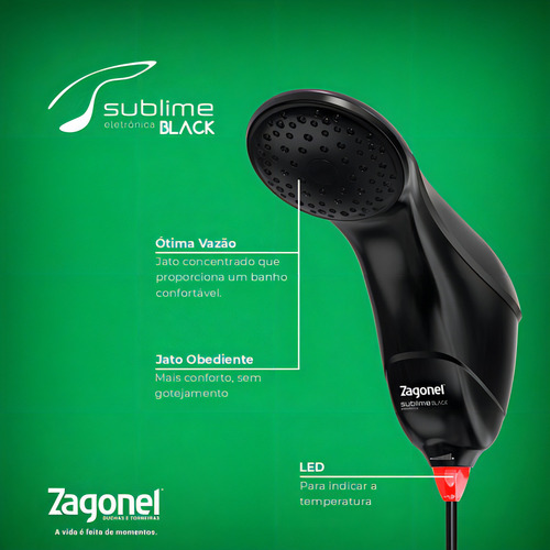 Chuveiro Eletrônico Sublime Preto 5500w Zagonel