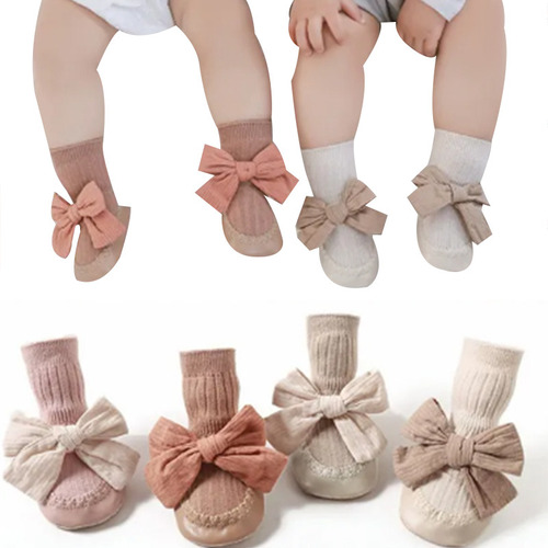 1 5 Par Bebé Niño Calcetines Suela Antiderrapante Zapatos