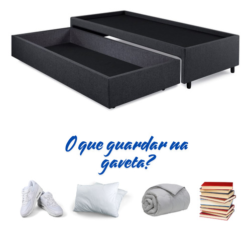 Base Box Cama Solteiro Com Gaveta Sapateria 88x188 Cm Linho