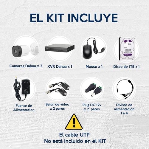 Imagen 3 de 10 de Kit Seguridad Dahua 4ch 5mp 1080p Fullhd + 2 Camara 2mp +1tb