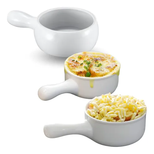 Taza De Cerámica Con Mango Ergonómico X3 Unidades Para Sopa