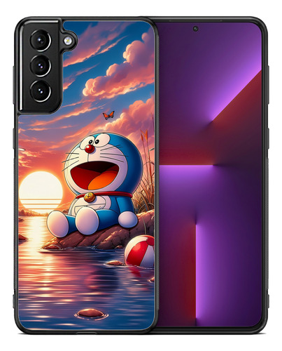Funda Para Galaxy Samsung Doraemon Gato Cósmico Azul Robot