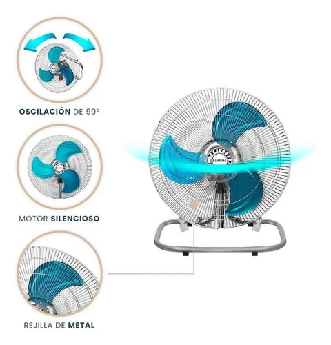 Ventilador 3 En 1 18 Pulgadas 110 V 45.72 Cm Negro Azul Aluminio 3