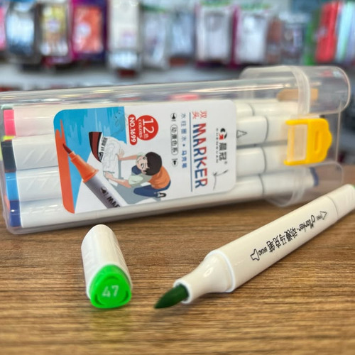 Marcadores Doble Punta Dibujo X12 Colores Con Estuche