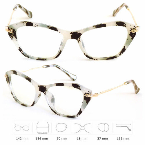 Armação De Oculos Feminina Acetato Com Metal Vintage Retrô