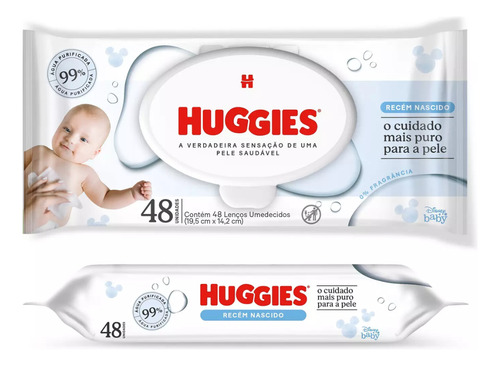 Lenços Umedecidos Huggies Puro E Natural Com 48 Unidades