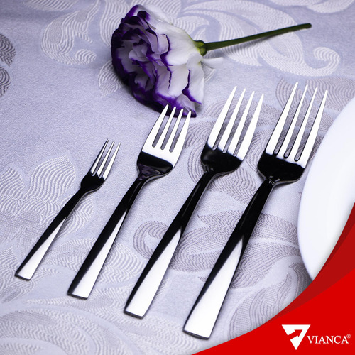 Tenedor De Mesa 12 Pz. Vianca Acero Inox. Colección Iker Mango Pulido espejo
