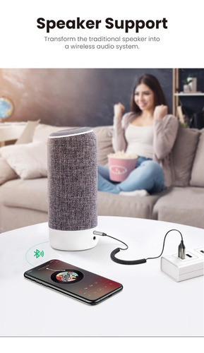 Imagen 9 de 9 de Adaptador Receptor Usb Bluetooth 5.0 Jack 3.5mm Auto Ugreen