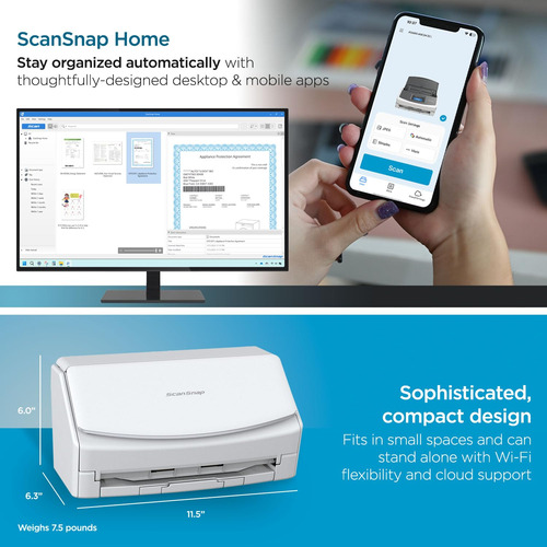 Scanner Scansnap Ix1600 Sem Fio/usb Com Tela Sensível Ao Toq