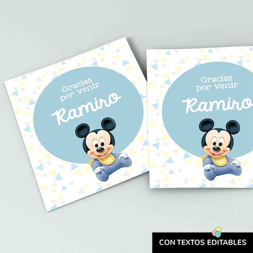 Imagen 3 de 9 de Kit Imprimible Mickey Bebé Editable (uso Personal)