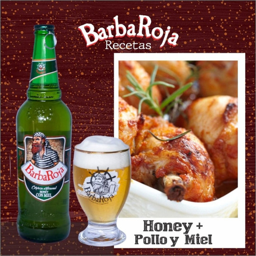 Imagen 2 de 10 de Cerveza Barba Roja Honey Con Miel 625ml. Pack X 12